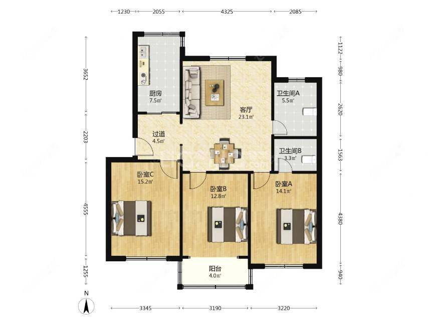 上海玉兰四村在售二手房源户型图_小牛看房