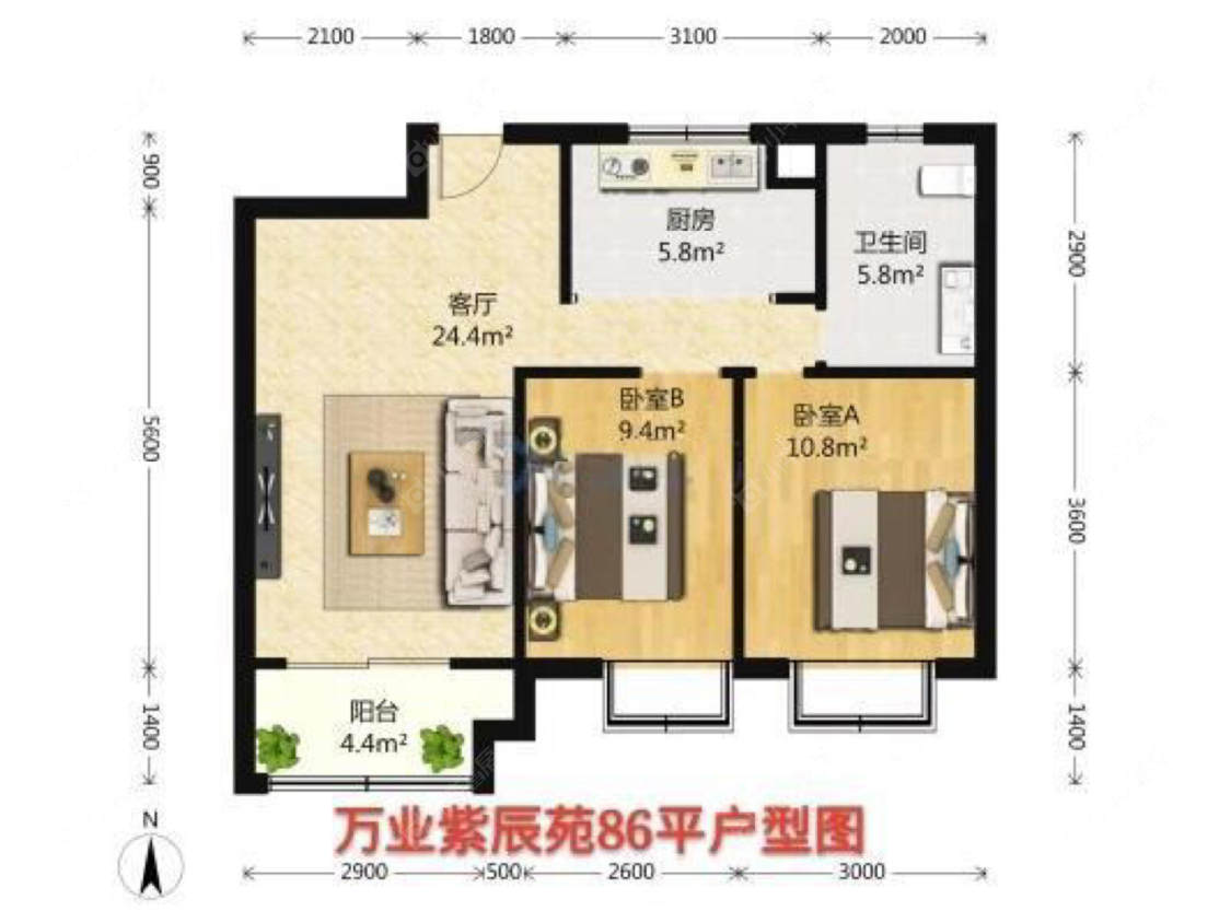 上海万业紫辰苑在租房源户型图_小牛看房