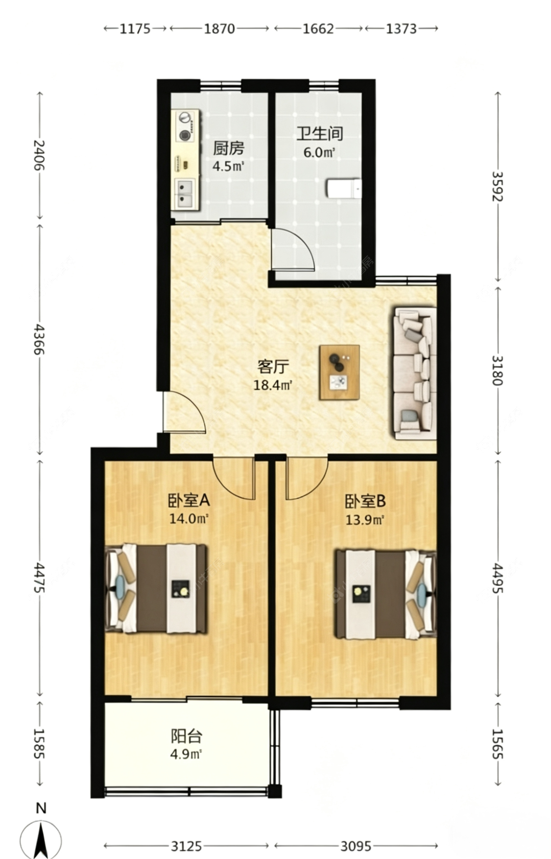 上海孙桥花苑在租房源户型图_小牛看房