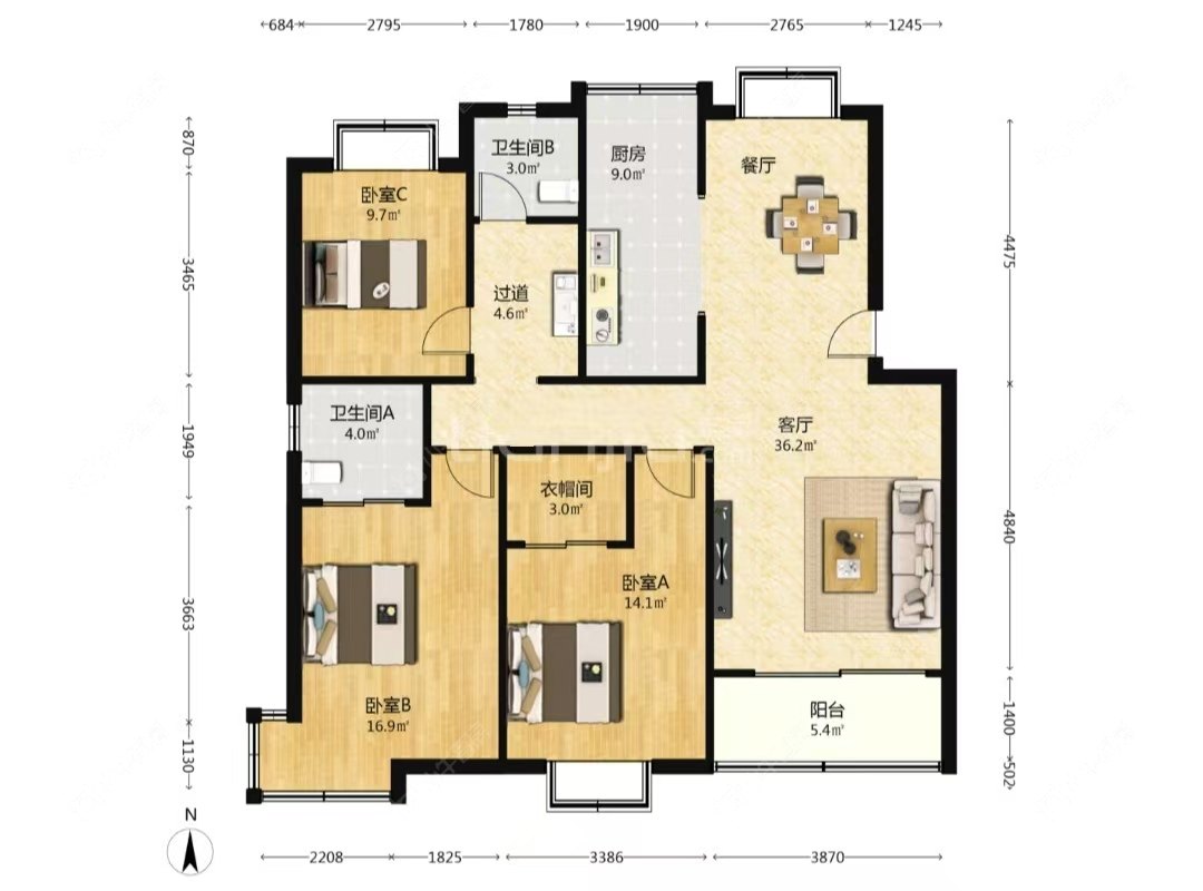 上海景泰嘉苑在售二手房源户型图_小牛看房