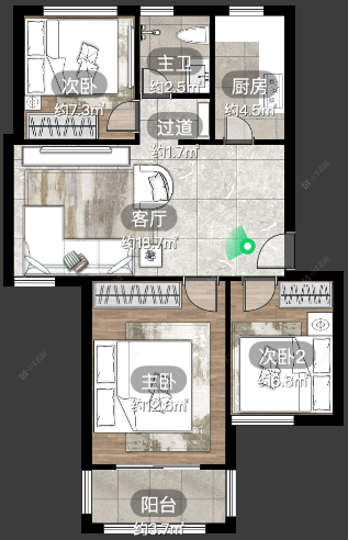 上海练祁佳城绿地家苑265弄在租房源户型图_小牛看房