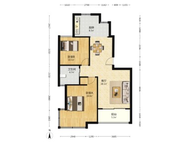 上海伟业金锦苑东方丽景2室2厅1卫在售二手房房源图片