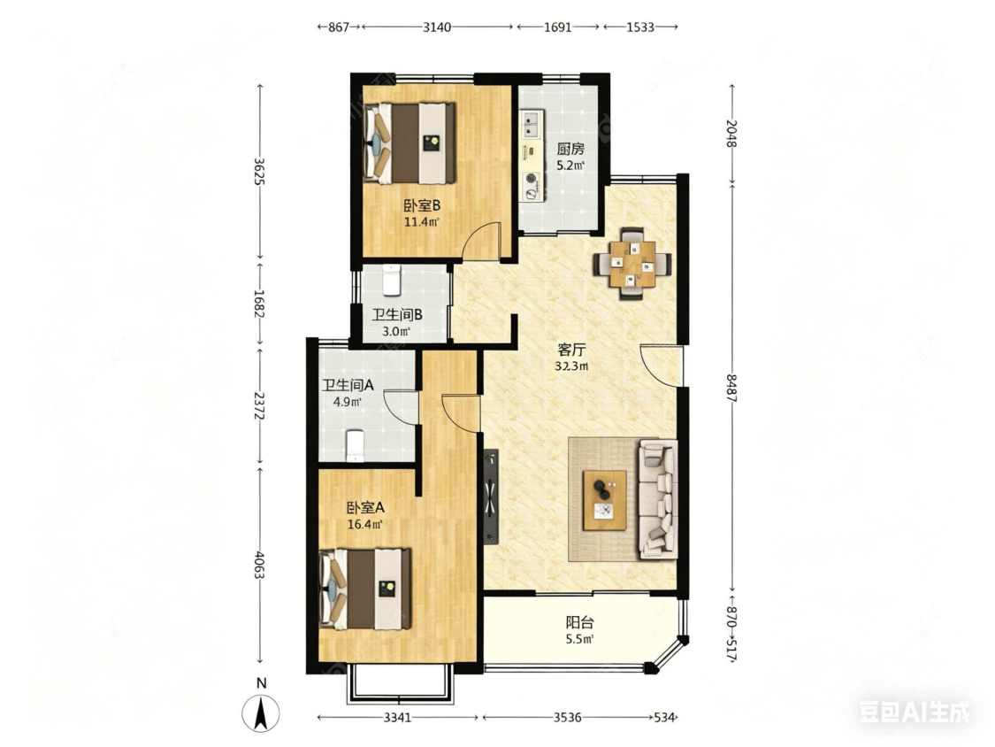 上海大华锦绣华城十二街区在售二手房源户型图_小牛看房
