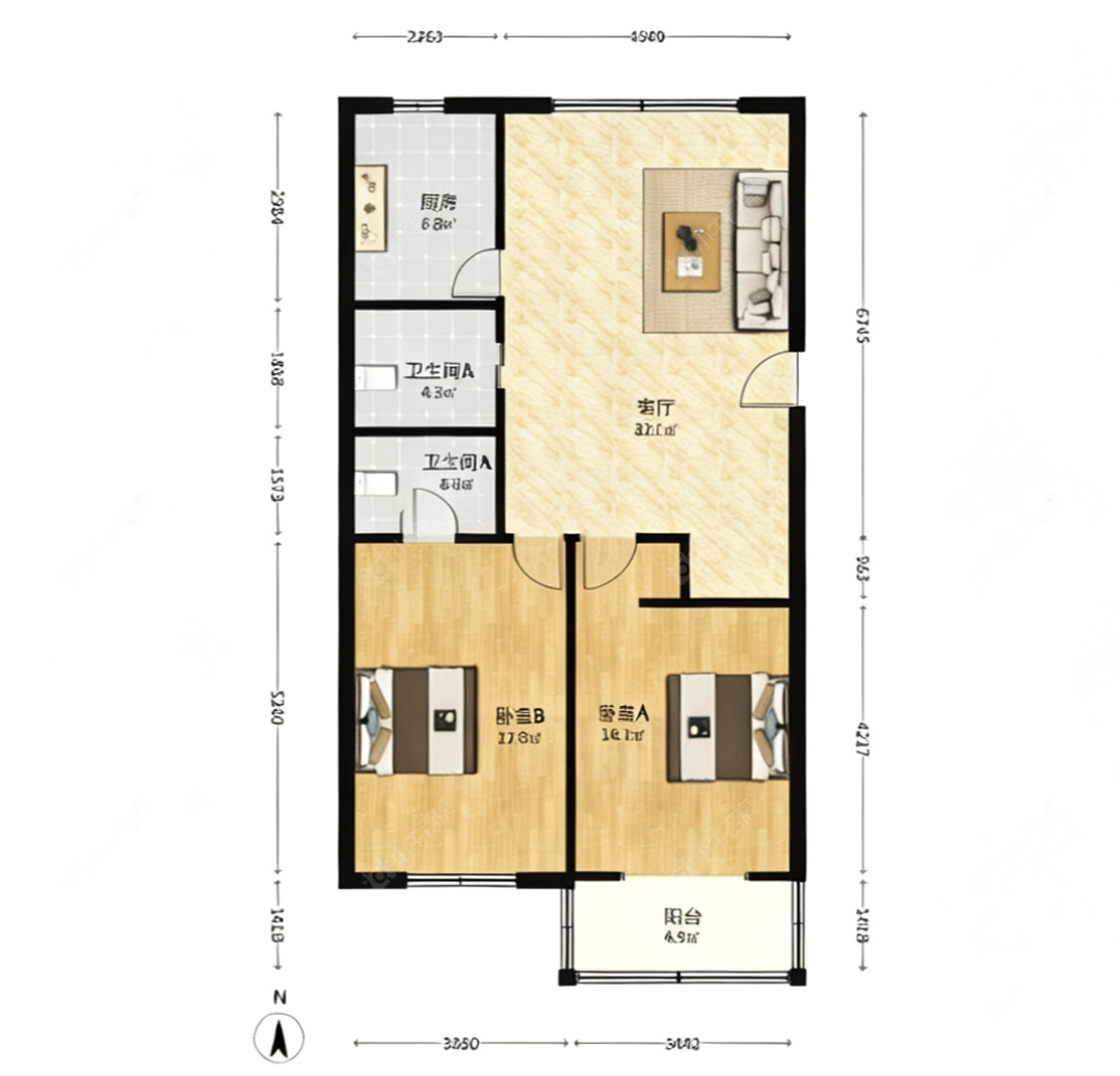 上海孙桥公寓在租房源户型图_小牛看房