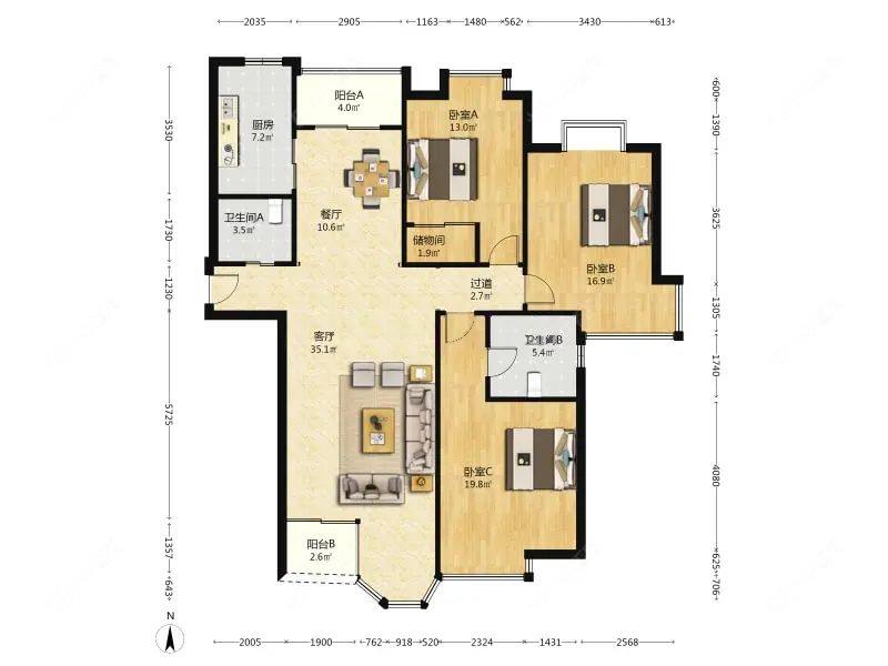 上海合生高尔夫公寓在售二手房源户型图_小牛看房
