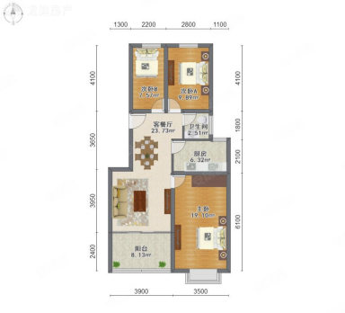 上海象屿鼎城3室1厅2卫在售二手房房源图片