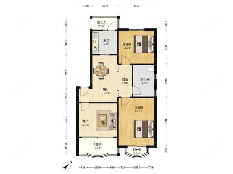 上海富天苑在售二手房源户型图_小牛看房