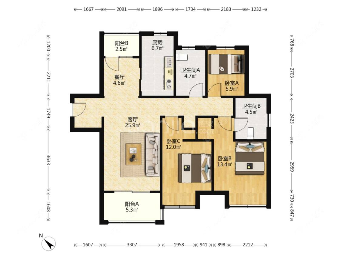上海地产馨澜公寓在售二手房源户型图_小牛看房