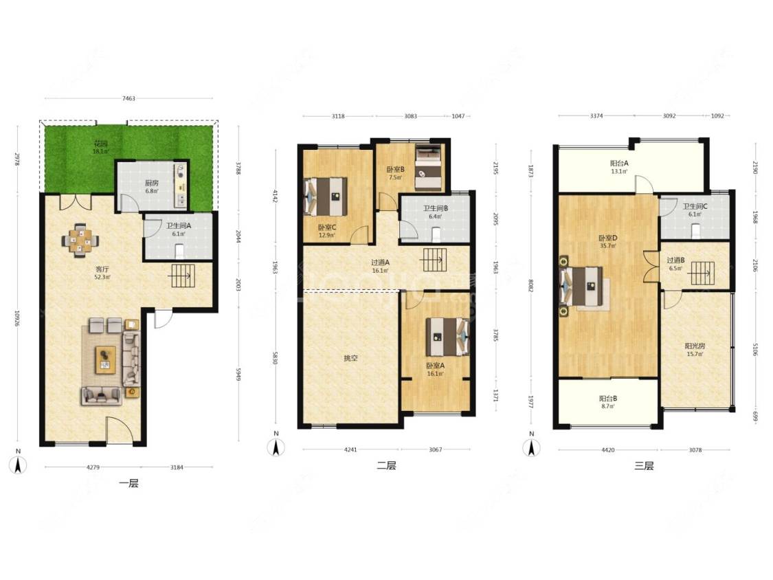 上海金水湾别墅区在售二手房源户型图_小牛看房