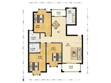 上海幸福小镇明丰绿都3室2厅2卫在售二手房房源图片