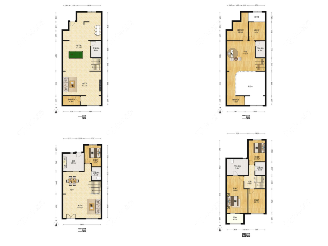 上海正荣国领别墅区在售二手房源户型图_小牛看房