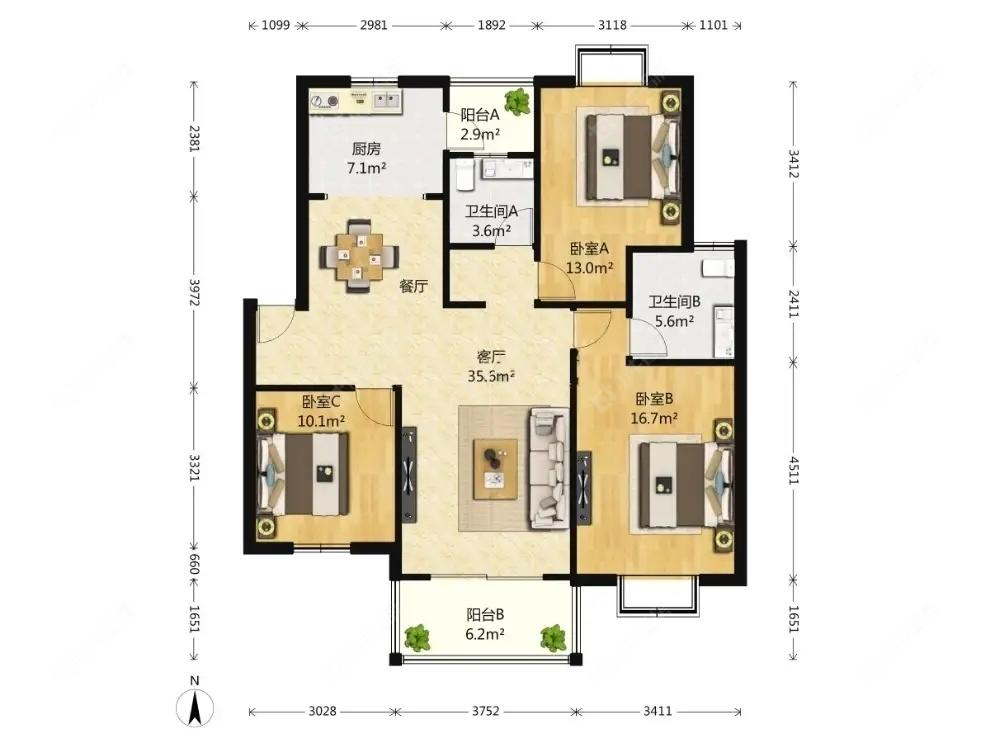 上海美兰湖颐景园在售二手房源户型图_小牛看房