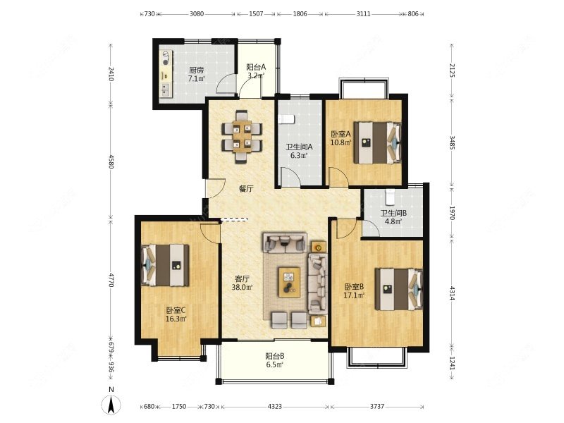 上海三湘世纪花城三期在售二手房源户型图_小牛看房