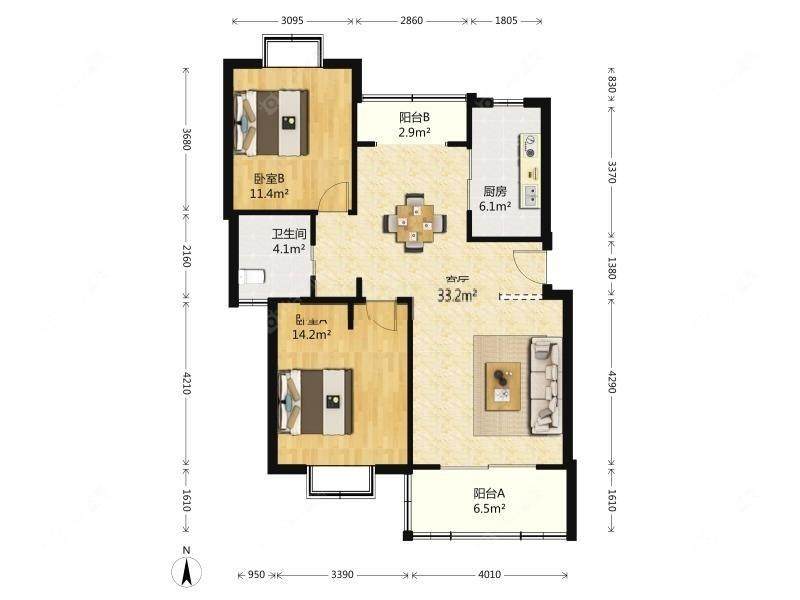 上海好日子大家园B区在售二手房源户型图_小牛看房
