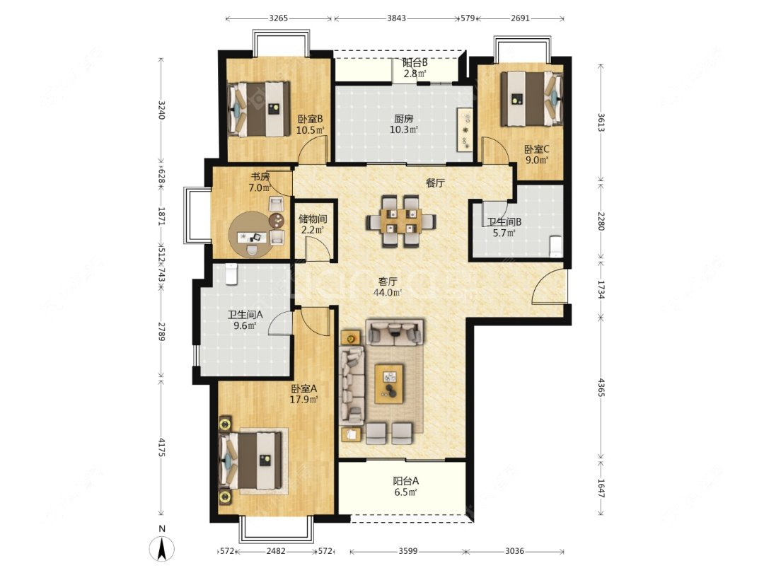 上海中海建国里在售二手房源户型图_小牛看房