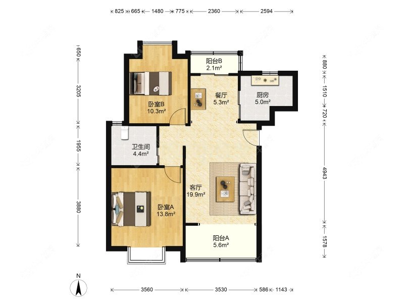 上海浦虹苑在租房源户型图_小牛看房