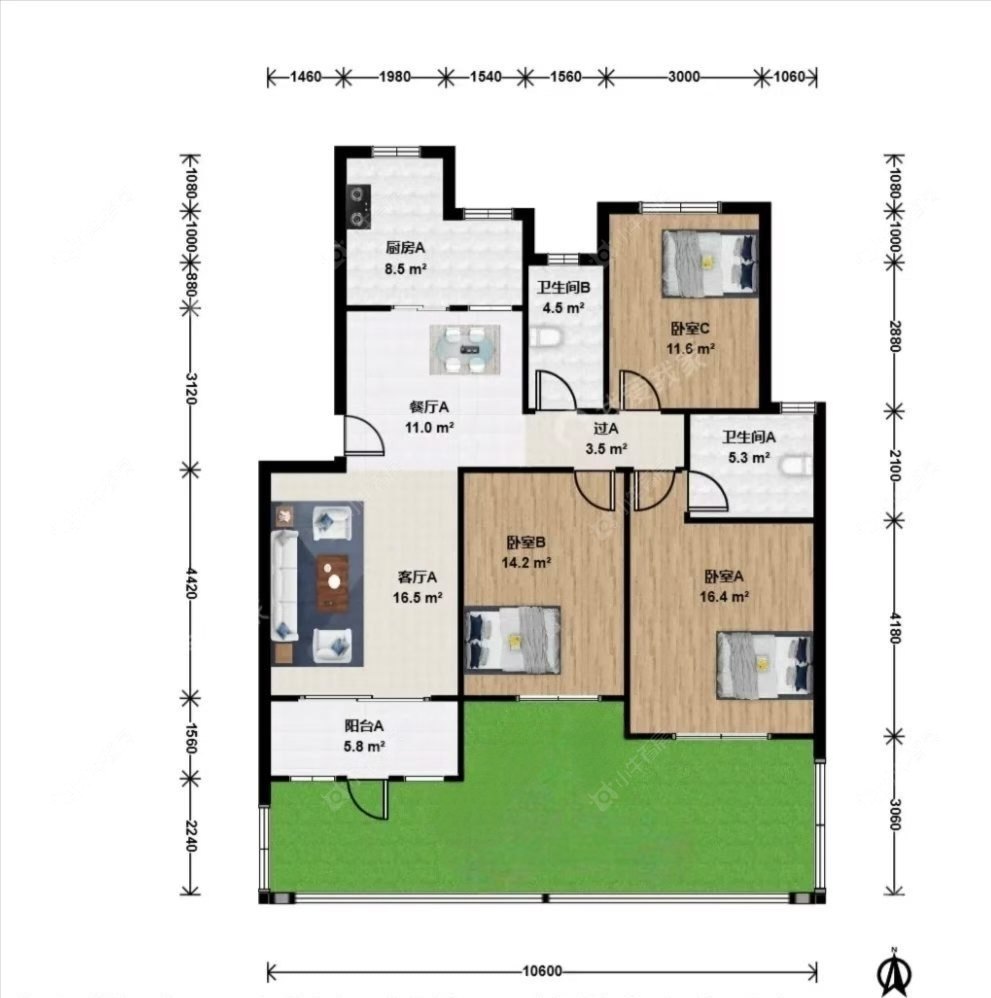 上海川杨紫薇苑在售二手房源户型图_小牛看房