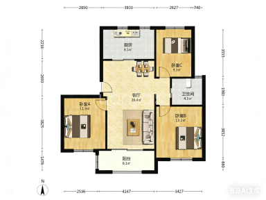 上海新凯一期3室2厅1卫在售二手房房源图片