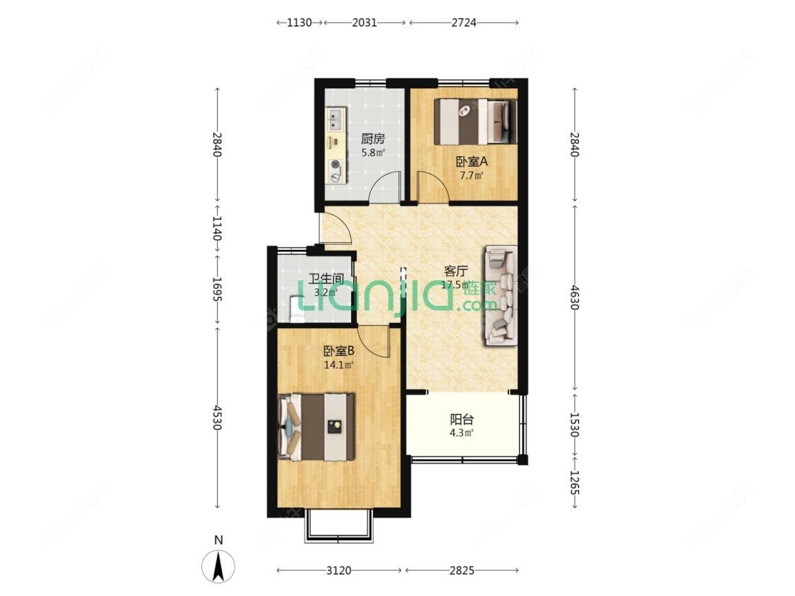 上海银桥花苑在售二手房源户型图_小牛看房