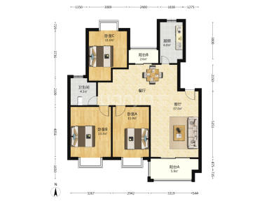 上海幸福小镇明丰绿都3室2厅1卫在售二手房房源图片