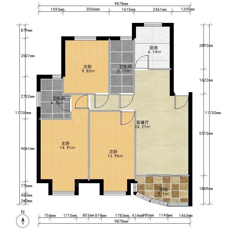 上海黄浦花园在售二手房源户型图_小牛看房