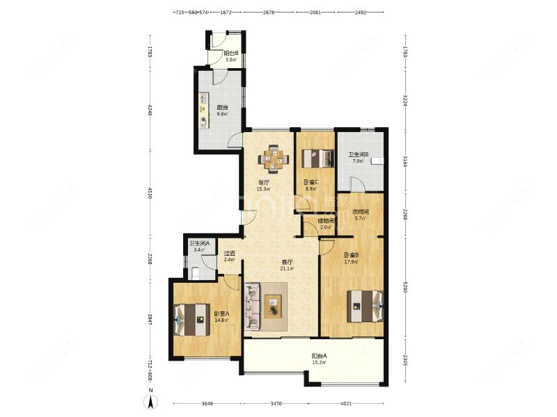 上海品尊国际公寓在售二手房源户型图_小牛看房