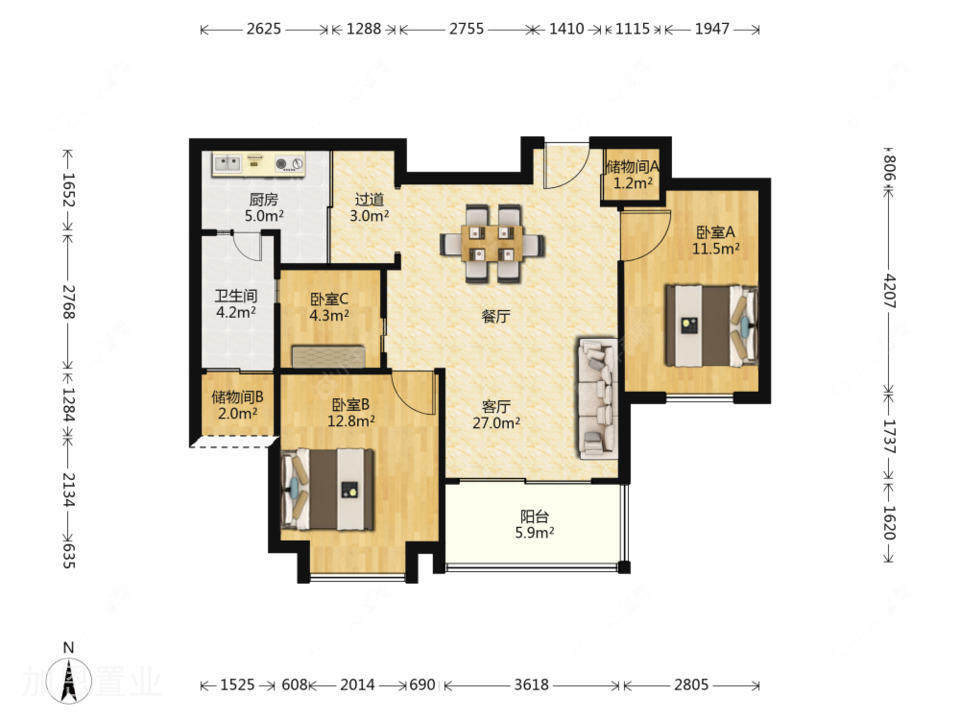 上海地产尚海郦景在售二手房源户型图_小牛看房