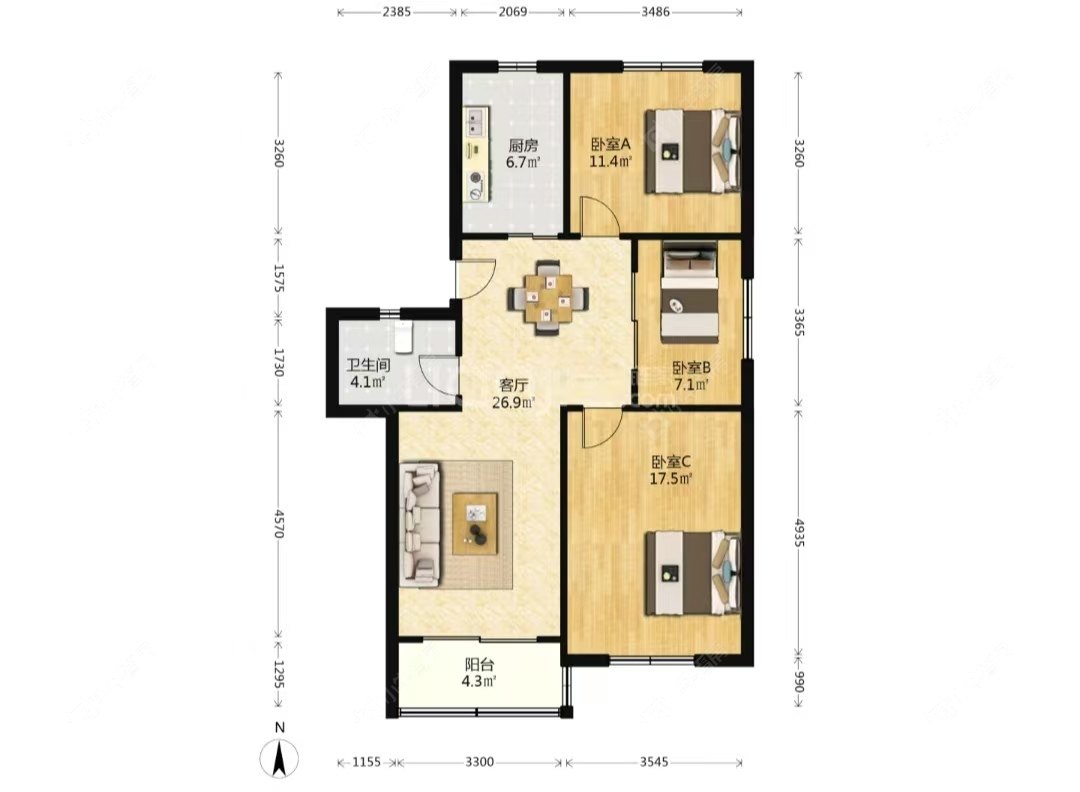 上海绿川公寓在售二手房源户型图_小牛看房