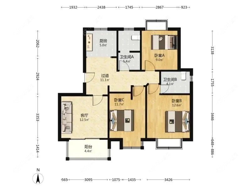 上海菊泉新城古北陆翔苑在售二手房源户型图_小牛看房