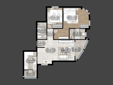 上海仁恒滨江园一二期3室2厅1卫在售二手房房源图片