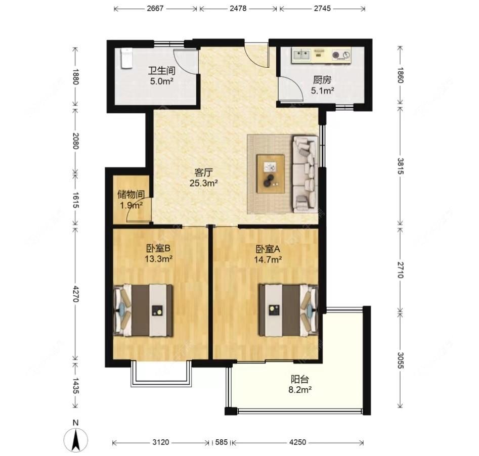 上海逸翠公馆在租房源户型图_小牛看房