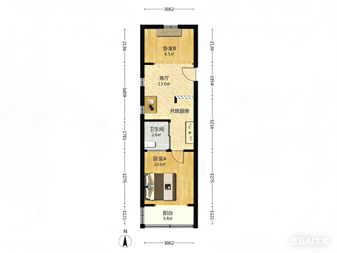 上海大华一村华灵路591弄在售二手房源户型图_小牛看房