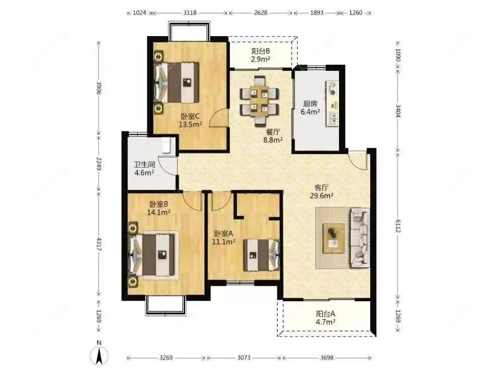 上海美兰湖颐景园在售二手房源户型图_小牛看房