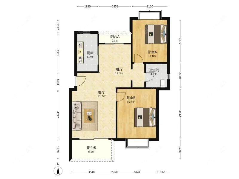 上海好日子大家园B区在售二手房源户型图_小牛看房