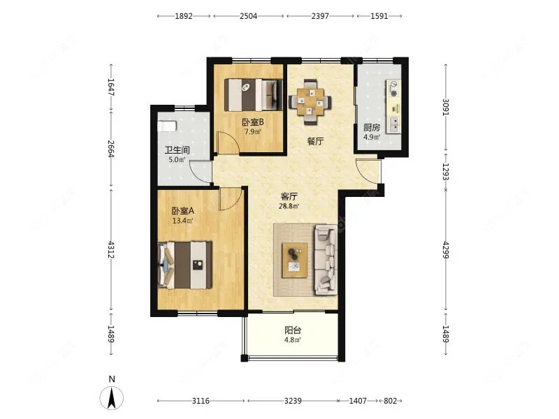 上海宝沁苑在售二手房源户型图_小牛看房
