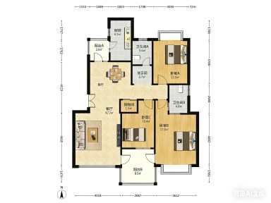 上海万科四季花城1169弄3室2厅2卫在售二手房房源图片