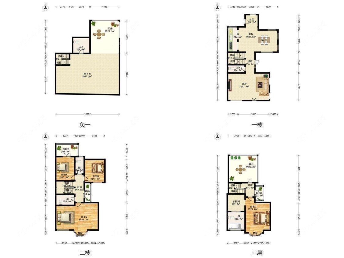 上海万科琥珀郡园别墅区在售二手房源户型图_小牛看房