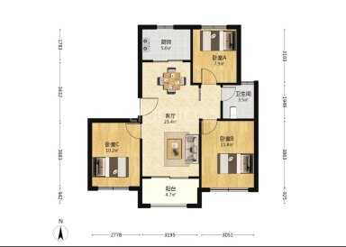 上海泗水和鸣3室2厅1卫在售二手房房源图片