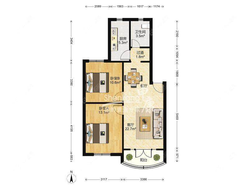 上海海东公寓在售二手房源户型图_小牛看房