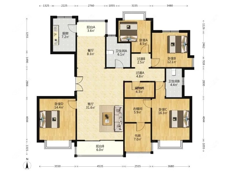 上海滨江晶典在售二手房源户型图_小牛看房
