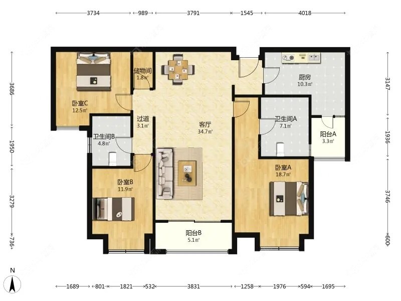 上海瑞虹新城悦庭在售二手房源户型图_小牛看房