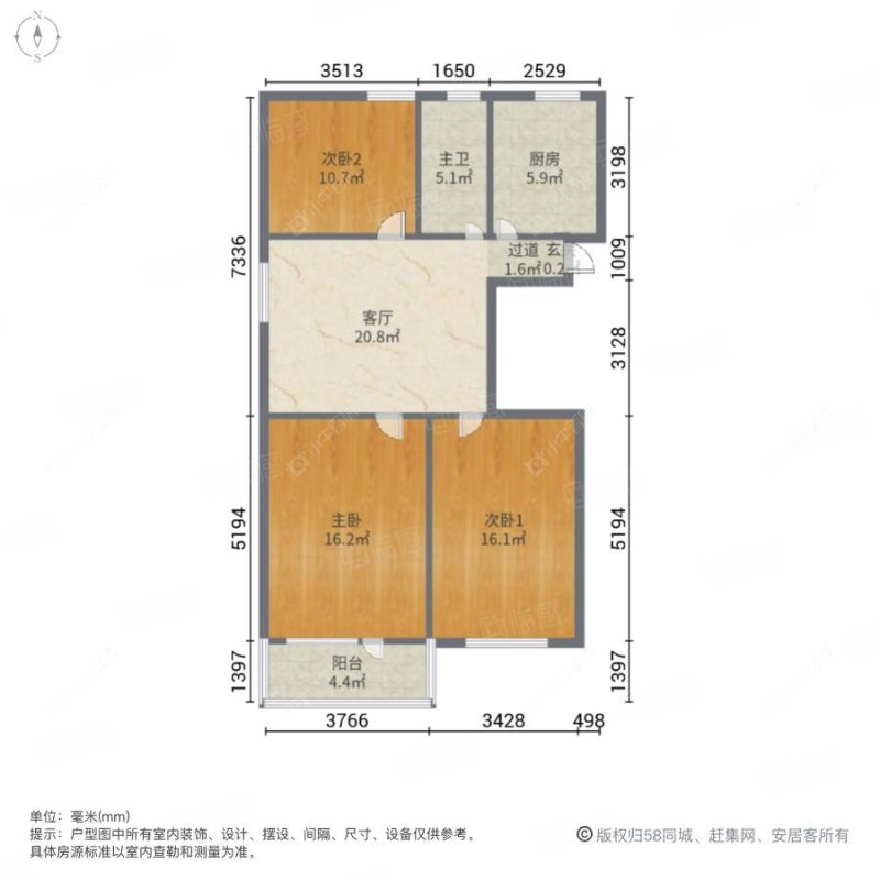 上海杨泰三村东区在售二手房源户型图_小牛看房