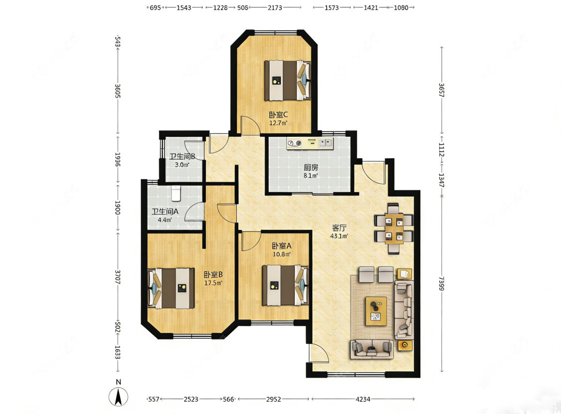 上海仁和都市花园在售二手房源户型图_小牛看房
